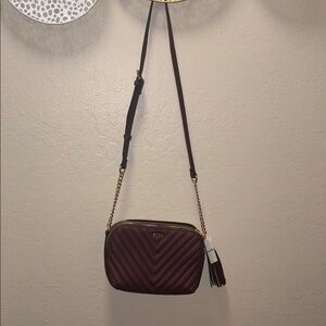 Aldo Maroon Crossbody Bag with Gold Accents